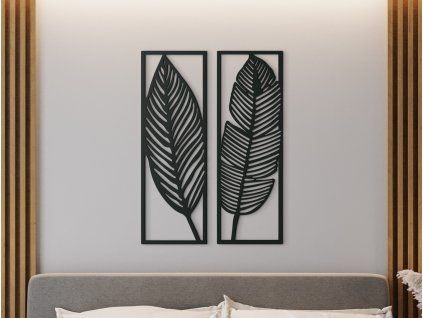 2-dielny obraz na stenu Listy (Farba obrazu Sivá, Rozmer obrazu 31,5 x 21,5 cm)