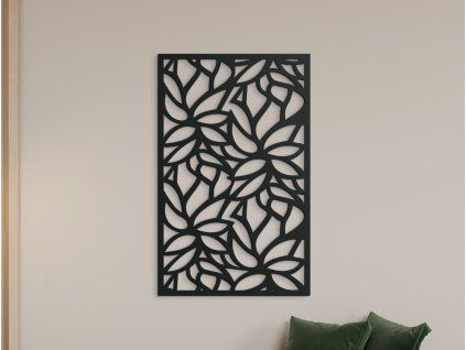 Vyrezávaný obraz na stenu Listy (Farba obrazu Sivá, Rozmer obrazu 31,5 x 19,5 cm)