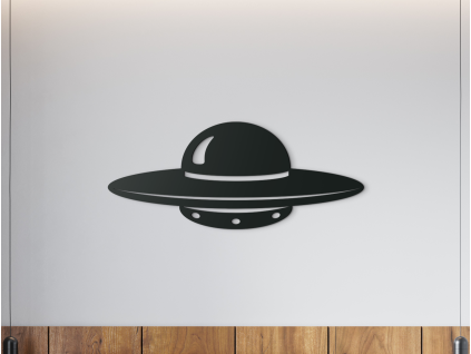 Drevená nálepka na stenu UFO (Farba obrazu Sivá, Rozmer obrazu 13,5 x 31,5 cm)