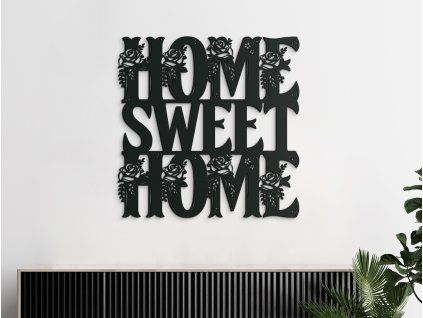 Drevená nálepka na stenu Home Sweet Home (Farba obrazu Sivá, Rozmer obrazu 31,5 x 31,5 cm)