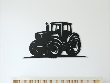 Drevená nálepka do detskej izby Traktor (Farba obrazu Sivá, Rozmer obrazu 17,5 x 31,5 cm)