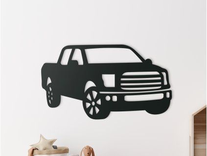 Drevená nálepka do detskej izby Pick-up (Farba obrazu Sivá, Rozmer obrazu 18 x 31,5 cm)