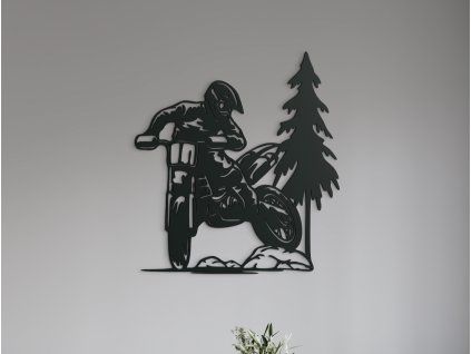 Drevená nálepka Motorka cross (Farba obrazu Sivá, Rozmer obrazu 24,5 x 22,5cm)
