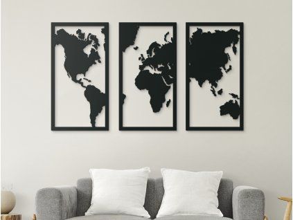 Viacdielny obraz mapa sveta (Farba obrazu Sivá, Rozmer obrazu 38 x 62 cm)