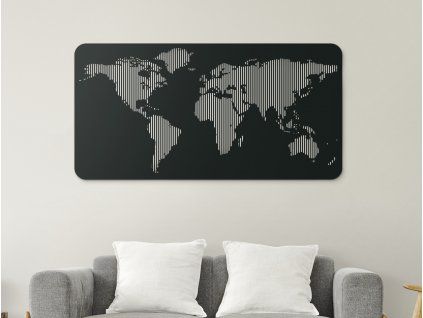 Dizajnová nástenná 3D mapa sveta (Farba obrazu Sivá, Rozmer obrazu 31,5 x 62 cm)