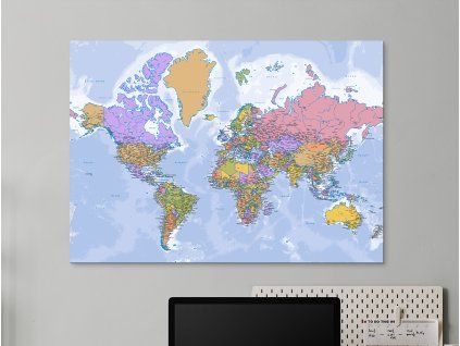 Politická mapa sveta (Farba rámu Bez rámu, Povrchová úprava Matná, Veľkosť obrazu A2)