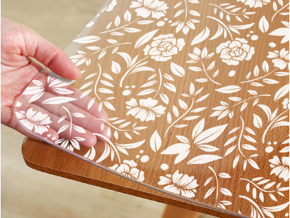 68667 5 makke sklo biely kvet pvc folia na stol na mieru